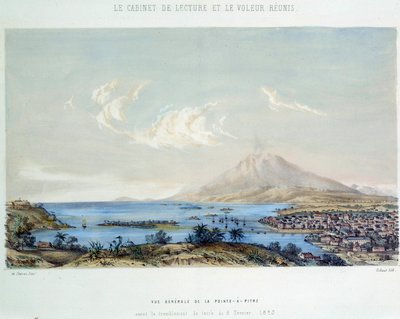 História das colônias francesas: visão geral de Pointe a Pitre (Pointe-a-Pitre) em Guadalupe (Antilhas) antes do terremoto de 8/02/1843 de French School