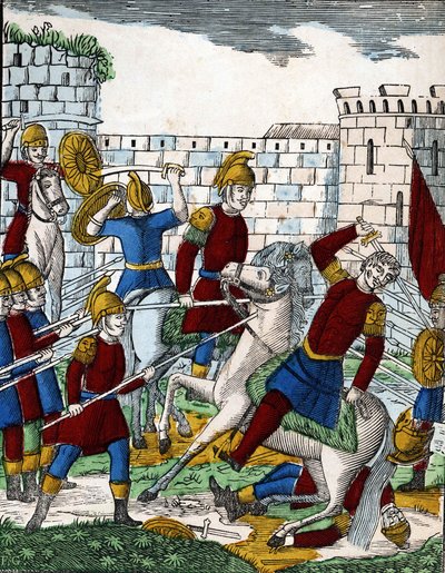 História dos quatro filhos Aymon; O traidor Ganélon, emboscado no vale de Soissons, mata o Duque de Beauves d