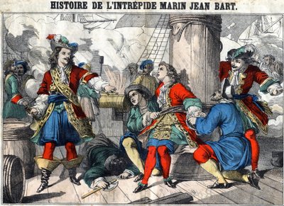 História do intrépido marinheiro Jean Bart Jean Bart (1650 - 1702), corsário francês. Imagens epinais do final do século XIX. de French School