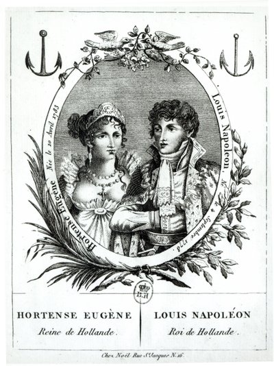 Hortense de Beauharnais (1783-1837) e Luís Napoleão Bonaparte (1778-1846) de French School