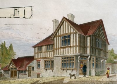 Casa de um pequeno lojista na área de Londres, ilustração de Le Moniteur des architectes, 1884, gravada por Paul Louis Bury (século XIX) (gravura a cores) de French School