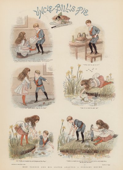 Como Teddie e sua irmã adaptaram um Nursery Rhyme (chromolitho) de French School