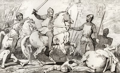 Hugh Capet (941-96) captura Charles de Lorraine, de &39;Histoire de France&39; por Colart, publicado em 1840 de French School