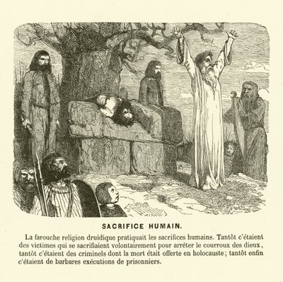 Sacrifício humano dos druidas (gravura) de French School