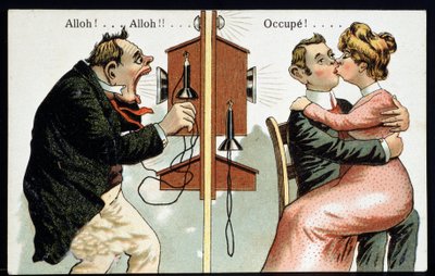 Um postal humorístico ao telefone, Deb. Século XX. de French School