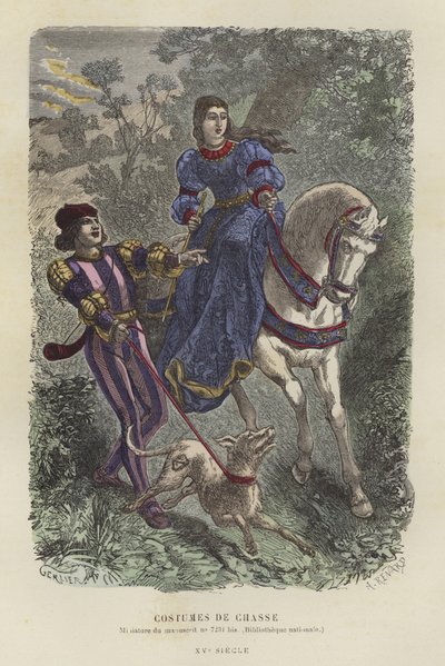 Vestido de caça, do século 15 de French School