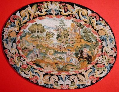 Cena de caça, c.1710-35 (bordado sobre tela) de French School