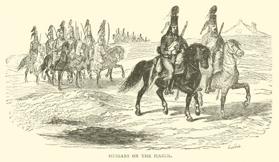 Hussardos em marcha (gravura) de French School