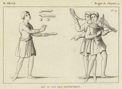 IX Siecle, Regne de Charles II, Jeu au Son des Instrumens (gravura) de French School