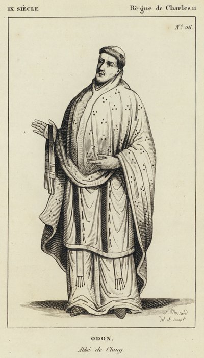 IX Siecle, Regne de Charles II, Odon, Abbe de Cluny (gravura) de French School