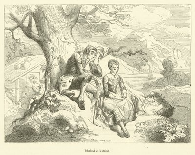 Ichabod e Katrina (gravura) de French School