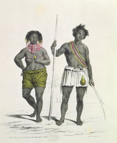 Negro idólatra do Reino de Benguela, Angola, gravado por Godefroy Engelmann (1788-1839) de French School