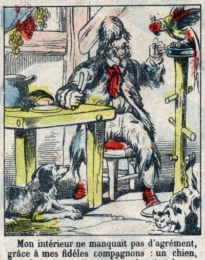 Ilustração para o Livro de Daniel Defoe (De foe) "Robinson Crusoe". Imagens epinais do final do século XIX. de French School