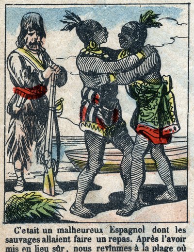 Ilustração para o Livro de Daniel Defoe (De foe) "Robinson Crusoe". Imagens epinais do final do século XIX. de French School