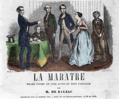 Ilustração para "La Maratre", drama em cinco atos e oito pinturas escritas por Honore de Balzac. de French School