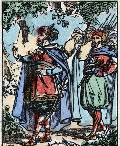 Ilustração para os Contos das Mil e Uma Noites. Ali-Baba (Ali Baba). Gravura em madeira de Imaging Pellerin - Epinal, sd. Final do século XIX. de French School