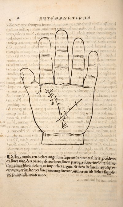 Ilustração de Chiromantia por Joannes Indagioe, Estrasburgo, 1531 (impressão e gravação) de French School