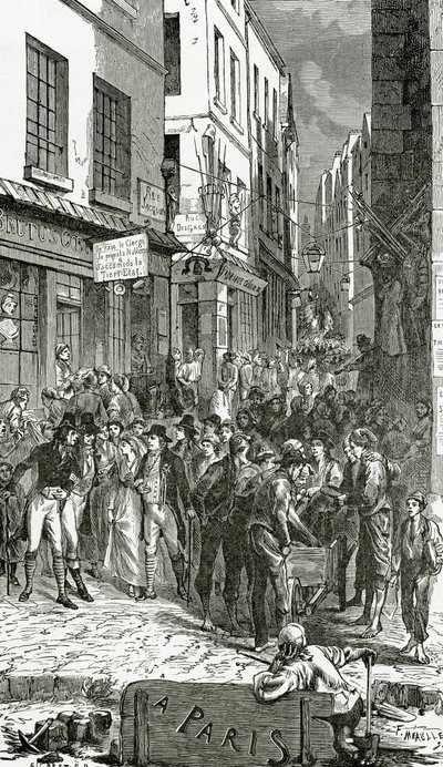Ilustração, de, quatro, treze, treze, século, (bw, engraving) de French School