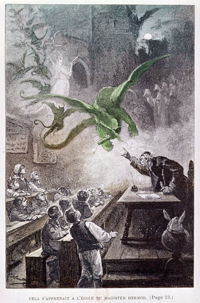 Ilustração do Castelo dos Cárpatos por Jules Verne (1828-1905) 1892 de French School