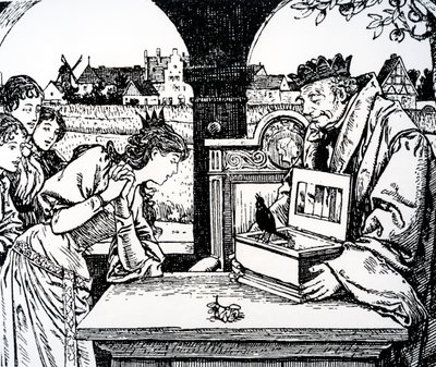 Ilustração da princesa e do Swineherd por Hans Christian Andersen de French School