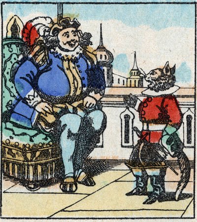 Ilustração do conto de Charles Perrault "The Cat Botte". Gravura em madeira de Imaging Pellerin - Epinal, sd. Final do século XIX. de French School