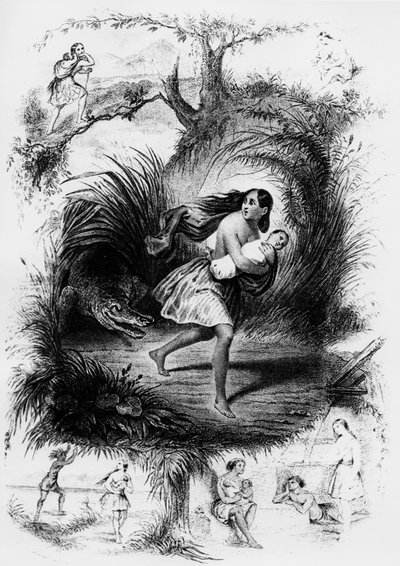 Ilustração do romance "Les Natchez" de François Rene de Chateaubriand de French School