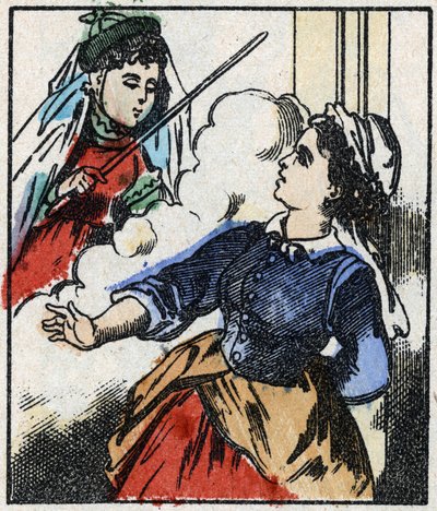 Ilustração do conto "La Fee Bambinette" Gravura em madeira de Imaging Pellerin - Epinal, sd. Final do século XIX. de French School
