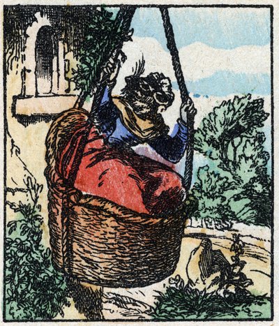 Ilustração do conto "Raminagrobis e os ratos" Gravura em madeira de Imaging Pellerin - Epinal, sd. Final do século XIX. de French School