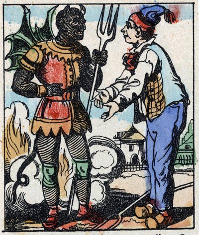 Ilustração do conto "O garfo do diabo" Gravura em madeira de Imaging Pellerin - Epinal, sd. Final do século XIX. de French School