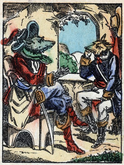 Ilustração do conto "O lobo, o bode e os sete biquetes" Gravura em madeira de Imaging Pellerin - Epinal, sd. Final do século XIX. de French School