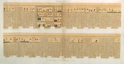 Ilustrações de um manuscrito Pampus com hieróglifos, Hypogees, Tebas, placa 75 de Vol II de `Descrições do Egito`, gravado por Willemin, pub. 1822 (aquatinta) de French School