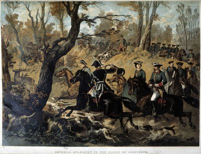 Imperatriz Eugenie e Napoleão III: Cena de caça em Compiegne de French School