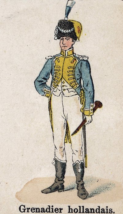 Guarda Imperial Napoleão I: Grenadier Holandês - Músico. Placa do livro Les Uniforms de l