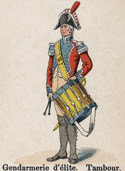 Guarda Imperial Napoleão I: Elite Gendarmerie - Tambor. Placa do livro Les Uniforms de l