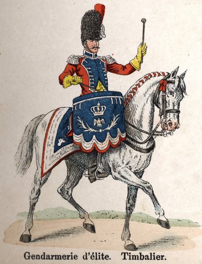 Guarda Imperial Napoleão I: Elite Gendarmerie - Timbalier. Placa do livro Les Uniforms de l