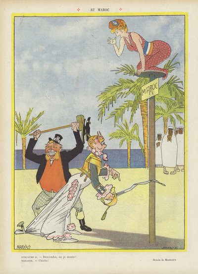 Em Marrocos. Ilustração para Le Rire (cor litho) de French School