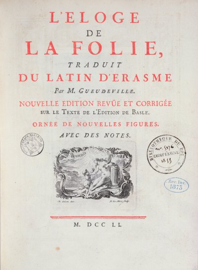 Em louvor da loucura, 1751 (papel impresso) de French School
