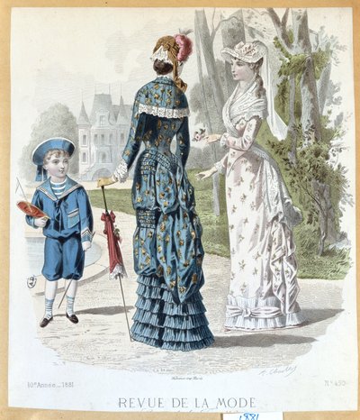 Em um parque, da Revue de la Mode, 1881 de French School