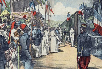 Inauguração do caminho de ferro que liga Thies a Kayes ao Senegal, início do século XX de French School