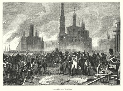 Incêndio de Moscovo (gravura) de French School