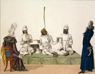 Malabaristas indianos fazendo um ato de equilíbrio, placa 87 de 