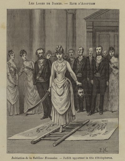 Cerimônia de iniciação em um alojamento para mulheres (gravura) de French School
