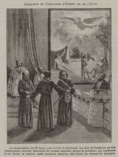 Iniciação de um Cavaleiro da Espada, ou Cavaleiro do Oriente (gravura) de French School