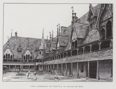 Pátio interno dos Hospices de Beaune de French School