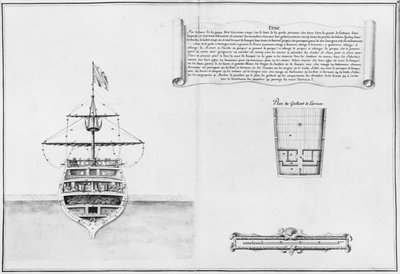 Proa interior de uma embarcação, ilustração do Atlas de Colbert, placa 46 de French School