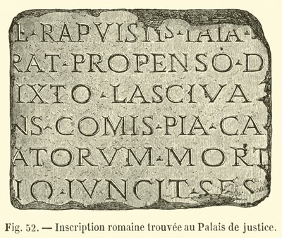 Inscrição romana encontrada no tribunal de French School