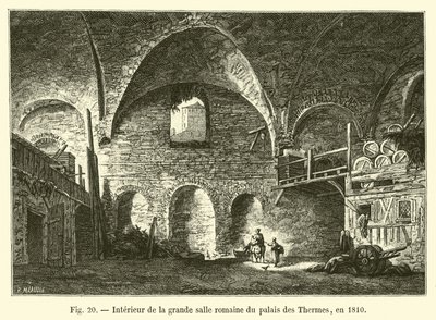 Interior da Grande Sala Romana do Palais des Thermes, 1810 de French School