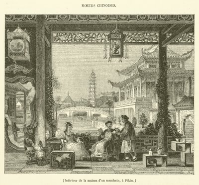 Interior da casa de um mandarim em Pequim (gravura) de French School