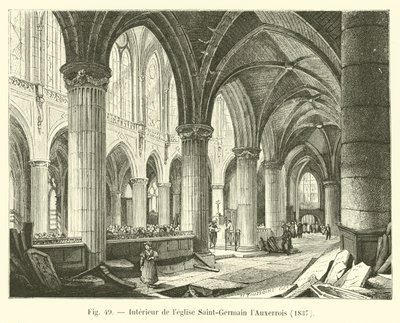 Interior da Igreja Saint-Germain l&39;Auxerrois, 1837 de French School