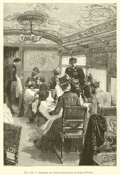 Interior da Carruagem do Comboio do Oriente (gravura) de French School